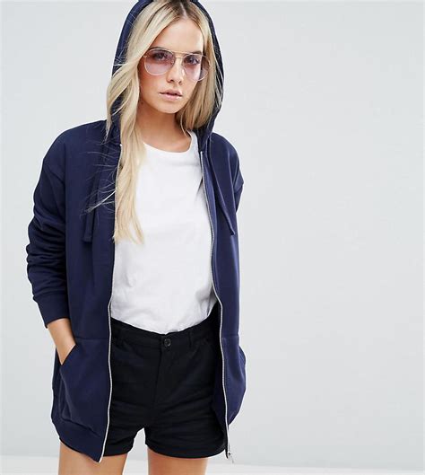 lyst asos ultimate oversized zip through hoodie in blue
