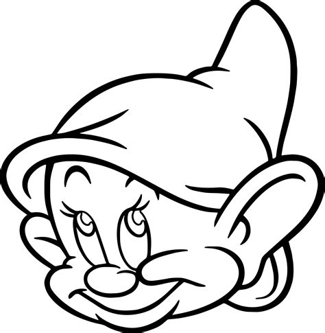 Snow White Disney Dopey Face Coloring Page Easy