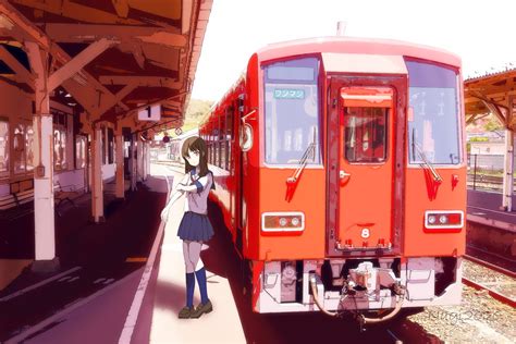 Download Train Station Anime Train Hd Wallpaper By くなどなぎ