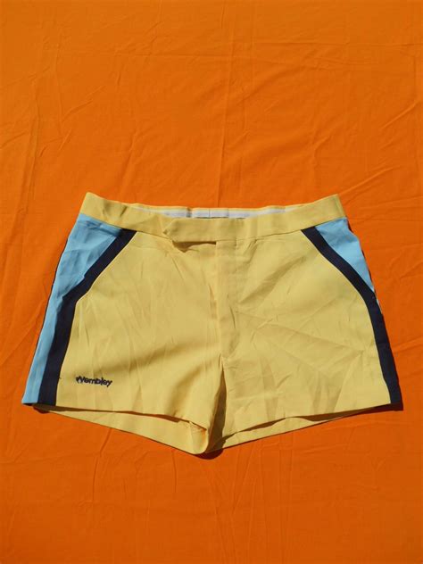 The Wembley Shorts Original Vintage 80s Tennis Sports Old School Yellow Blue The Originals