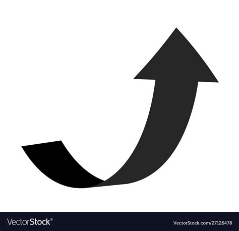 Curve Arrow Pointer Up Black Flat Curved Line Vector Image