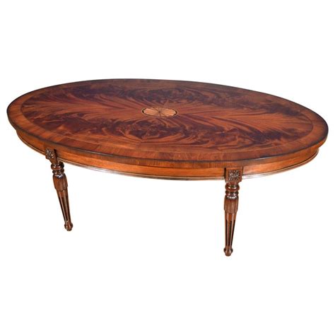 Antique mid century 2 piece leather top end side tables. Oval Mahogany Georgian Style Leg Coffee Table by Leighton ...