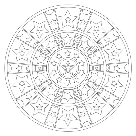 Stars And Stripes Mandala Geometric Coloring Pages Pattern Coloring