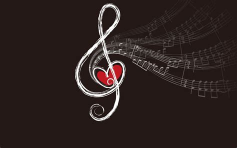 G Clef Sign Music Musical Notes Heart Simple Background Hd