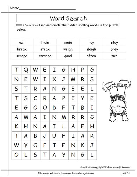 Peaceful 2nd Grade Word Search Printable Katrina Blog