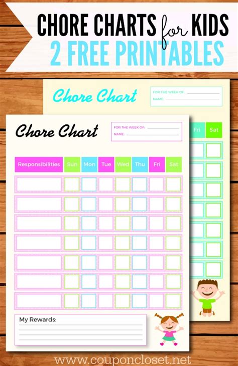 Free Printable Chore Charts For Kids One Crazy Mom