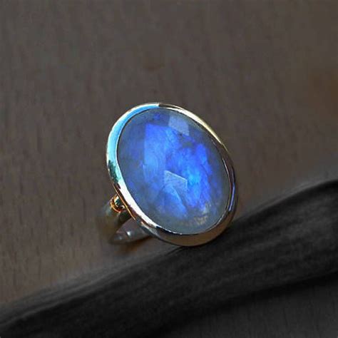 Rainbow Moonstone Gemstone Ring Oval Faceted Moonstone Ring Etsy