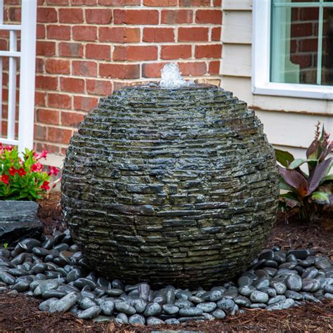 Aquascape Stacked Slate Sphere Water Fountain For Yard