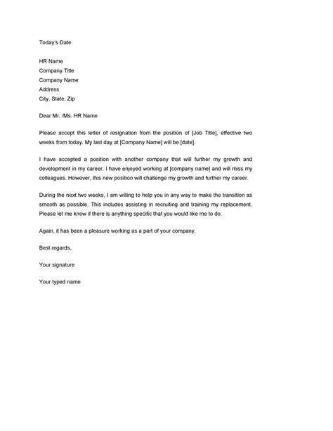 weeks notice letters resignation templates sample template