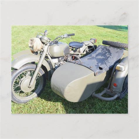 Vintage Military Motorcycle Combination Postcard Zazzle