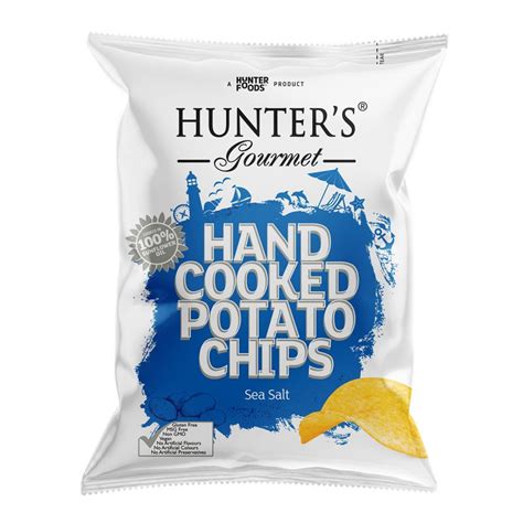 Hunters Gourmet Hand Cooked Potato Chips Sea Salt 125gm