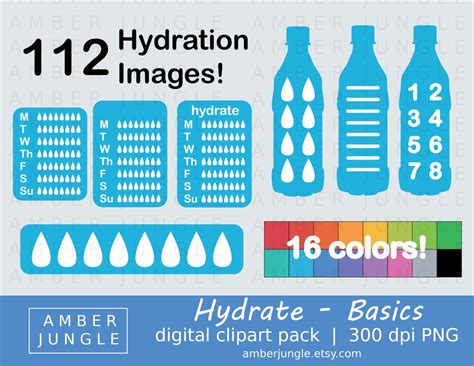 Hydration Clipart Basics Instant Download Hydrate Printable Etsy