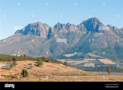 The Helderberg Clear Mountain With Vineyards On Its Slopes Near