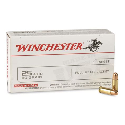 Winchester 25 Acp Fmj 50 Grain 50 Rounds 12040 25 Acp Ammo At