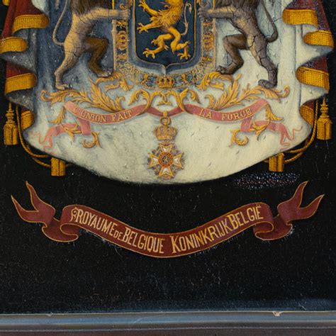 Fine Art Painting Kingdom Of Belgium Greater Coat Of Arms Oil On Tin