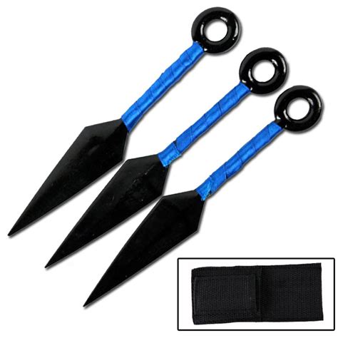 Blue Naruto Ninja Kunai Set Black Metal Ninja Knives Metal Anime