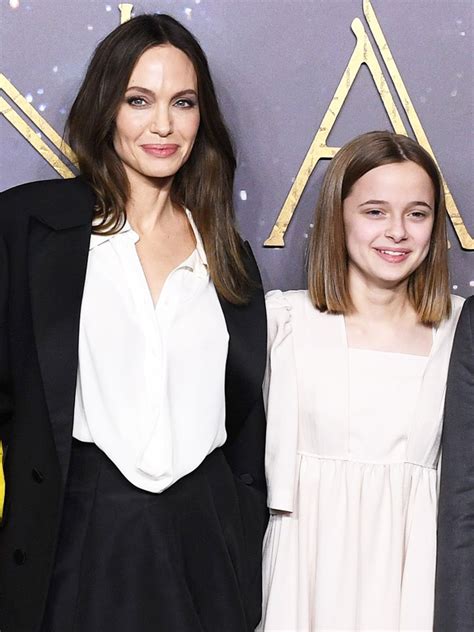 Angelina Jolie And Daughter Vivienne Match In Beige Pants At Theatre