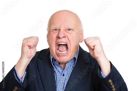 Portrait Headshot Senior Old Angry Yelling Screaming Man Stock