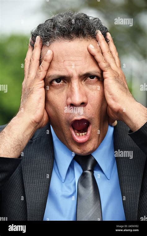 Stressed Adult Business Man Wearing Suit Stock Photo Alamy