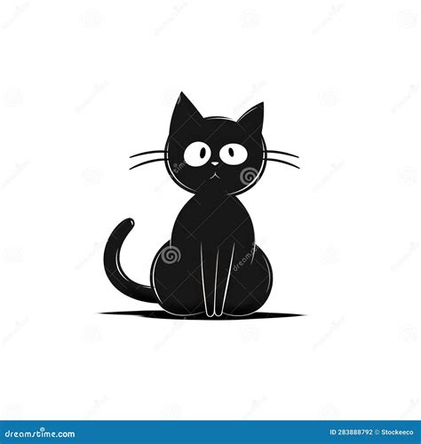 Minimalistic Black Cat Silhouette T Shirt Design Template Stock