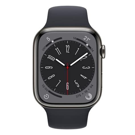 apple watch series 8 gps cellular 45mm graphite stainless steel case with midnight sport band
