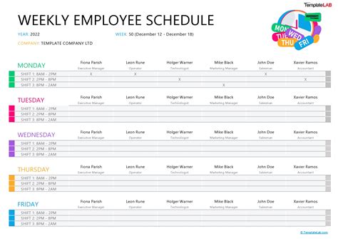 Free Employee Schedule Templates Excel Word Pdf