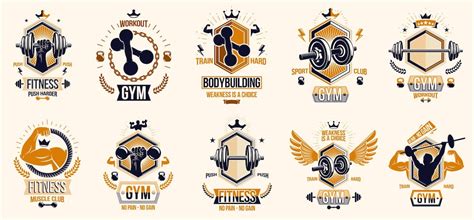 Premium Vector Gym Fitness Sport Emblems And Logos Vector Set