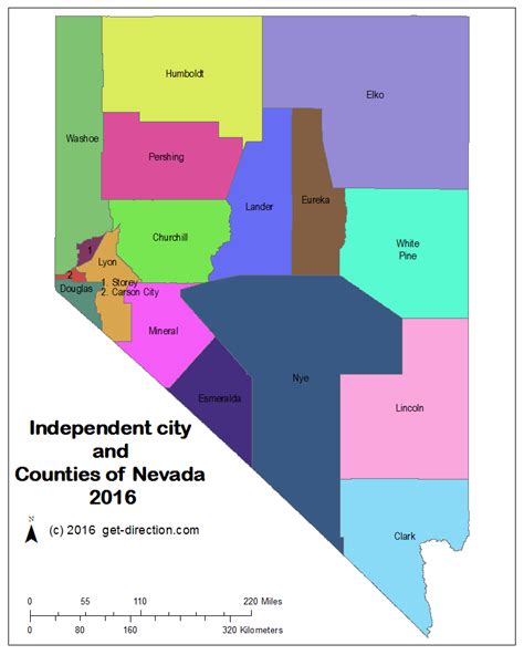 Map Of Independent City And Counties Of Nevada