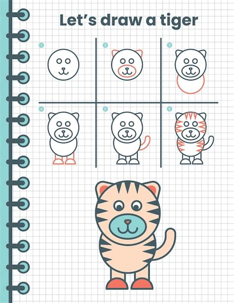 Cómo dibujar un tigre para niños sencillos pasos de dibujo para niños