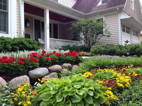 Gather around a fire for warmth. Yard Flowers Landscaping | ... Yard Landscaping Design Ideas: Stones And Flowers In Front Yard ...