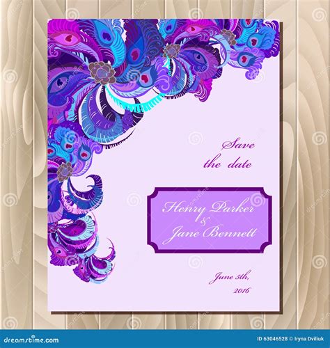 peacock feathers wedding card printable vector background illustration