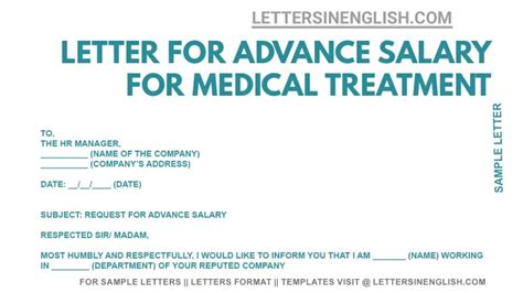 Request Letter For Advance Salary For Medical Treatment Sample Letter