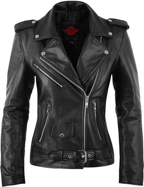 Alpha Cycle Gear Womens Leather Motorcycle Jacket For