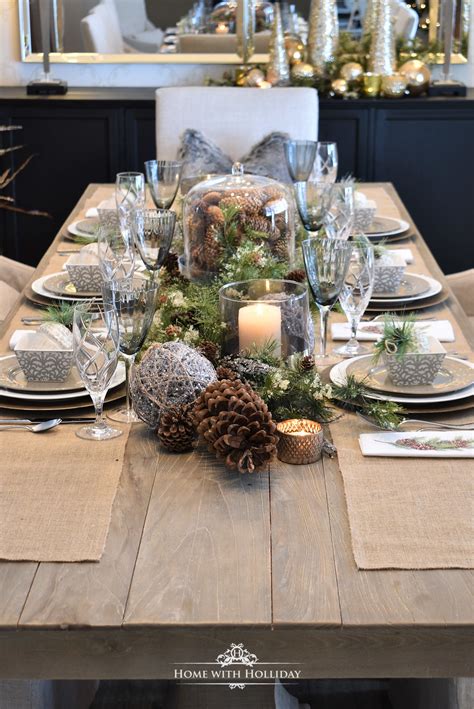 Simple Woodland And Pine Cone Christmas Table Setting Home With Holliday