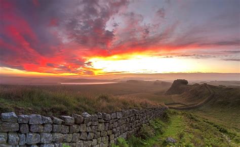 Sunrise On Hadrians Wall Viewed From Cuddys Crags Near Housesteads