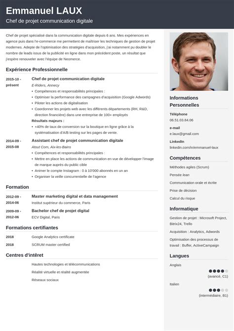 Cv Chef De Projet Exemple Chargé De Projet Project Manager