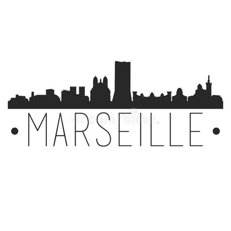 Marseille France City Skyline Silhouette City Design Vector Famous