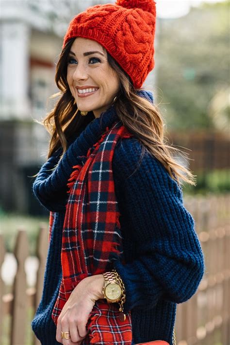 Sequins And Things Tartan Fashion Outfits With Hats Red Plaid Scarf