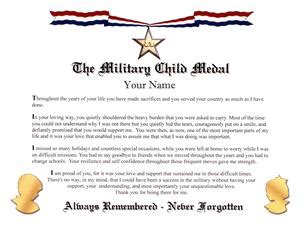 Joan of arc in this sample, you will get the example of an air force retirement certificate of appreciation developed by the department of defense. Military Child Medal