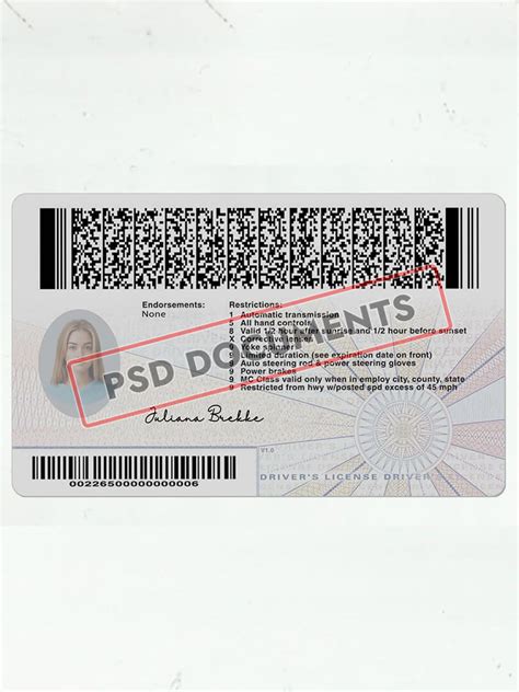 Virginia Drivers License Psd Template Psd Documents