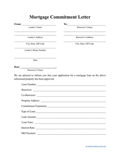 Mortgage Commitment Letter Template Download Printable Pdf Templateroller