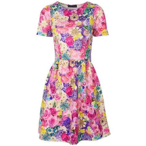 Barbee Floral Jewel Skater Dress 21 Liked On Polyvore Fashion