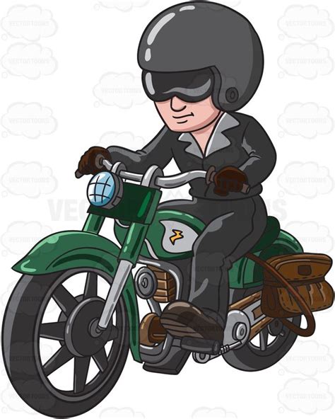 A Motorcycle Rider Wearing A Cool Helmet Motorcycle Riders Cartoon