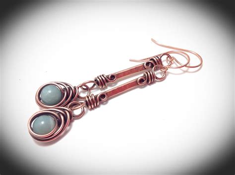 Wirewrapped Jewelry Hanging Earrings Copper Wire Stick Etsy
