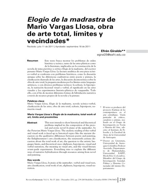 Elogio De La Madrastra De Mario Vargas Llosa