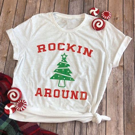 rockin around the christmas tree christmas tees for women etsy in 2021 christmas tees