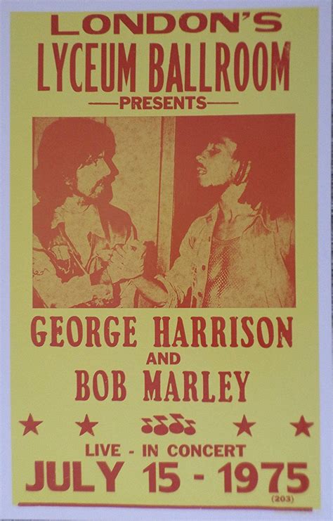 George Harrison And Bob Marley At The Lyceum Ballroom In London Poster