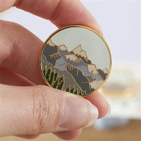Mountains Enamel Pin Pin Badge Hard Enamel Pin Gold Enamel Lapel