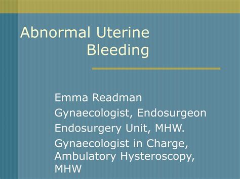 Ppt Abnormal Uterine Bleeding Powerpoint Presentation Free Download