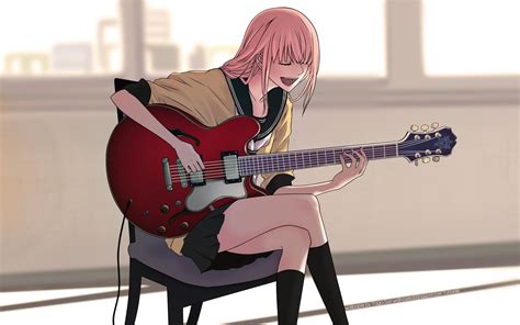 Online Crop Anime Character Playing Guitar Hd Wallpaper Wallpaper Flare